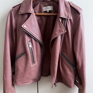 Reiss leather jacket in Pink Blush